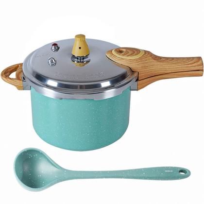 Imagem de Panela de Pressão Antiaderente Indução Brinox 4,2L com Concha Ceramic Life Verde Botanika 4952/408