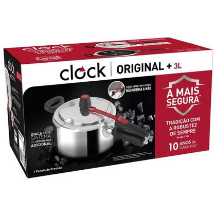 Imagem de Panela de Pressão Clock Original 3 Litros Alumínio Polido Fechamento Interno com Segurança