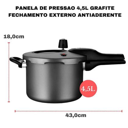 Imagem de Panela de pressão com visor fechamento externo 4,5L Cereja OU Grafite
