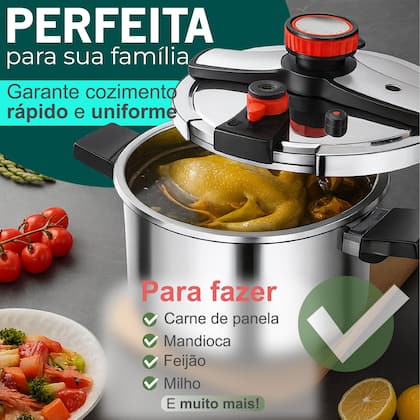 Imagem de Panela De Pressão De Aço Inox Indução E Gás Antiaderente Fechamento Externo