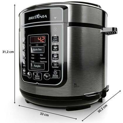 Imagem de Panela de Pressão Elétrica Britânia BPP05P 5L 900W Revestimento Redstone