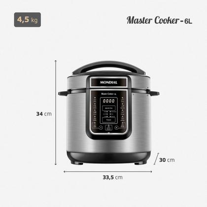 Imagem de Panela de Pressão Elétrica Digital 6L PE 60 6LI Mondial Preto e Inox 1000W 220V