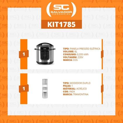 Imagem de Panela De Pressão Elétrica Digital Epp60di 220v Eos Com Moedor Sal E Pimenta Duplo Tramontina 220v
