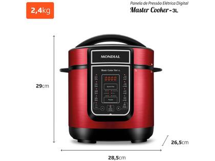 Imagem de Panela de Pressão Elétrica Digital Mondial  - Master Cooker Red PE-41 700W 3L Timer