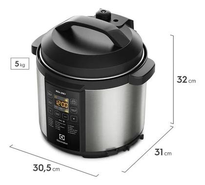 Imagem de Panela de Pressão Elétrica Electrolux Digital 6L com 10 travas segurança 15 receitas pré-programadas 3 níveis pressão PCC20 inox por Rita Lobo