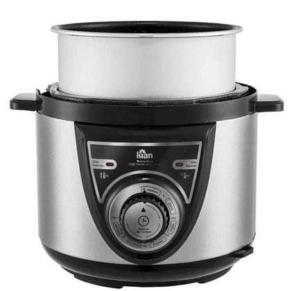 Imagem de Panela De Pressão Elétrica Mecânica Inox 4l 800w Kian Para Cozinha Casa Cozimento Comida Em Aço Inox 220V