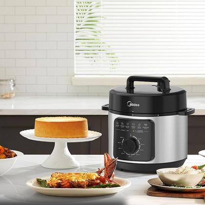 Imagem de Panela de Pressão Elétrica Midea 4 Litros 220v Inox com Revestimento Black Stone Antiaderente