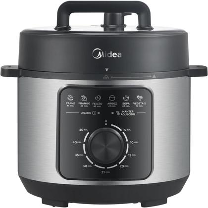 Imagem de Panela de Pressão Elétrica Midea 4 Litros 220v Inox com Revestimento Black Stone Antiaderente
