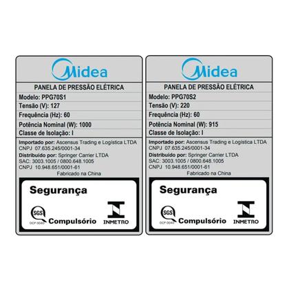 Imagem de Panela de Pressão Elétrica Midea 6L MasterSteam Inox PPG70S