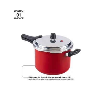 Imagem de Panela De Pressão Fechamento Externo Antiaderente 4,5L Vermelho