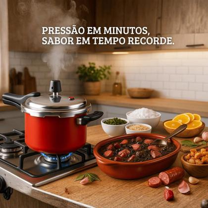 Imagem de Panela De Pressão Fechamento Externo Antiaderente 4,5L Vermelho