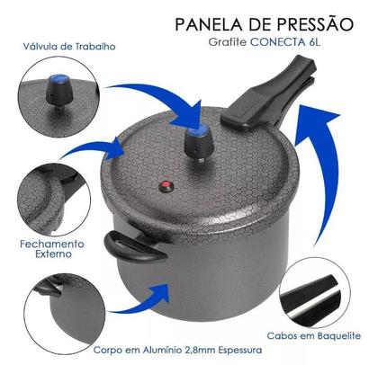 Imagem de Panela de Pressão fechamento externo Antiaderente 6 litros Ramos