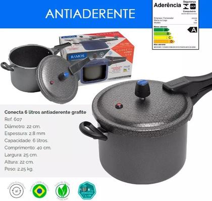 Imagem de Panela de Pressão fechamento externo Antiaderente 6 litros Ramos