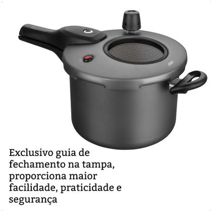 Imagem de Panela De Pressão Grafite Antiaderente Com 4,5 Litros de Capacidade Fechamento Externo Superior MTA - 6600