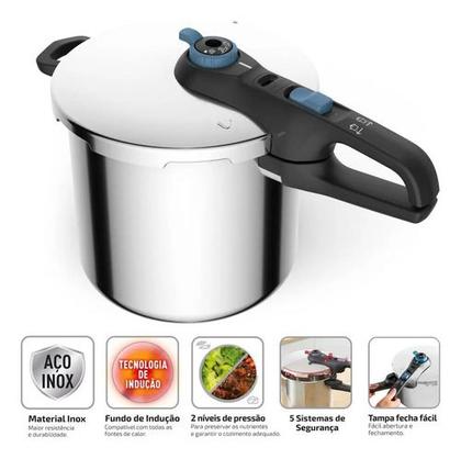 Imagem de Panela De Pressão Inox Indução Trendy Rochedo 8 Litros