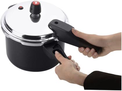 Imagem de Panela de Pressão Multiflon Antiaderente Preta - 4,5L Fechamento Externo Versátil Quartzo