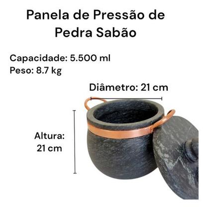 Imagem de Panela de Pressão Pedra Sabão 5,5 Litros