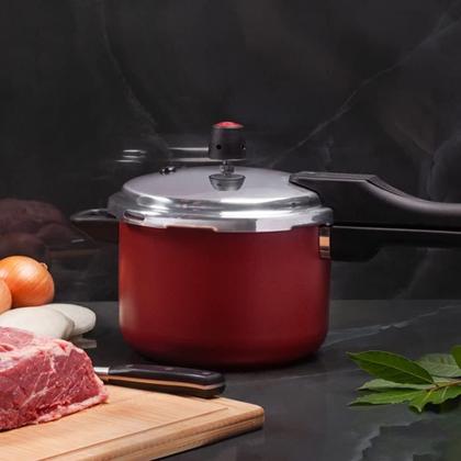 Imagem de Panela de Pressão Quartzo 4,5L Multiflon  Antiaderente 7 Camadas, Alumínio Polido, 4 Sistemas de Segurança, Vermelha