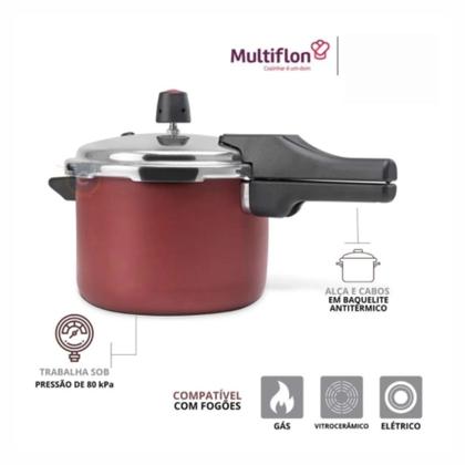 Imagem de Panela de pressão quartzo multiflon antiaderente 4,5l 