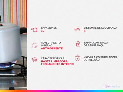 Imagem de Panela de Pressão Teflon Antiaderente 3 Litros - Eirilar