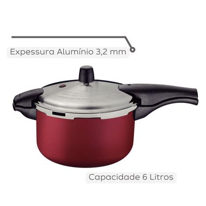 Imagem de Panela De Pressão Tramontina 6 Litros Vancouver Effect Fechamento Externo Antiaderente