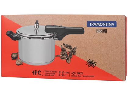 Imagem de Panela de Pressão Tramontina Brava 4,5L  Inox Fundo Triplo  Fogões em Geral
