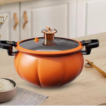 Imagem de Panela De Sopa Grande 7l Forma Abóbora Com Tampa Antiaderent