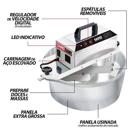 Imagem de Panela Elétrica Automática Misturador de Brigadeiro 10 Litros Bivolt Saro Prata