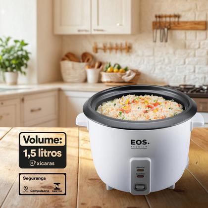 Imagem de Panela Elétrica de Arroz 8 Xícaras EOS Premium Pratic Tampa de Vidro Branco EPA08B 220V
