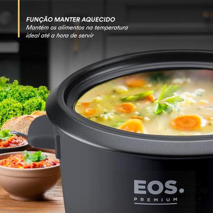 Imagem de Panela Elétrica de Arroz 8 Xícaras EOS Premium Pratic Tampa de Vidro Preto EPA08P 110V