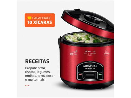 Imagem de Panela Elétrica de Arroz Mondial Pratic 10i Premium Vermelho/Inox 700W 127V - PE-46-10X