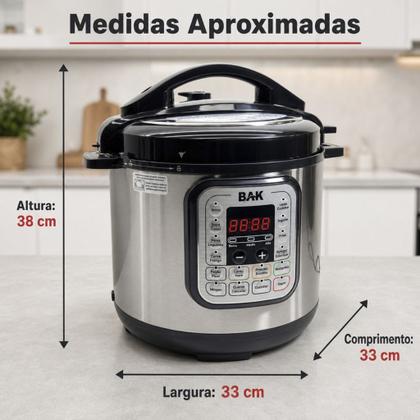 Imagem de Panela Elétrica de Pressão 6 Litros com Display Digital Antiaderente Inox Para Carne Feijão 110V