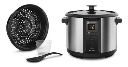Imagem de Panela Elétrica Electrolux Vapor Arroz 1,8L 10 xícaras 4 funções pré-programadas Timer Panela Antiaderente Tampa Vidro ECC20 inox por Rita Lobo