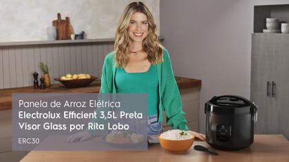 Imagem de Panela Elétrica Electrolux vapor arroz 3,5L 10 Xícaras 2 em 1 timer panela antiaderente tampa com visor transparente ERC30 preto por Rita Lobo