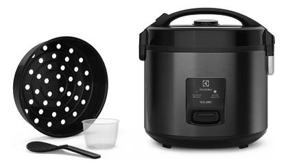 Imagem de Panela Elétrica Electrolux vapor arroz 3,5L 10 Xícaras 2 em 1 timer panela antiaderente tampa com visor transparente ERC30 preto por Rita Lobo