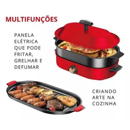 Imagem de Panela Elétrica Grill Multifuncional 110V Com Caldeira E