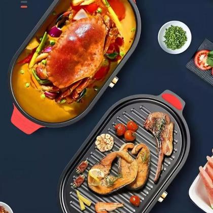 Imagem de Panela Elétrica Grill Multifuncional 110V Com Caldeira E