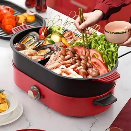 Imagem de Panela Elétrica Grill Multifuncional 110V Com Caldeira E
