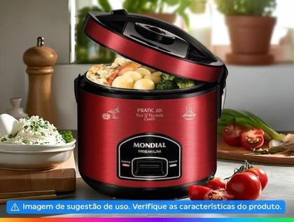 Imagem de Panela eletrica mondial inox luxx red 700w 127v faz 10 xicaras