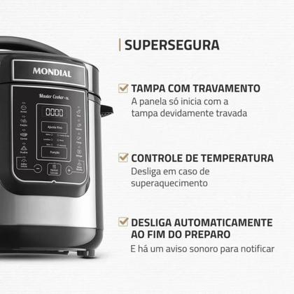 Imagem de Panela Elétrica Pe-60-6l Digital Pressão 6l Mondial Cor Preto Frequência 60hz