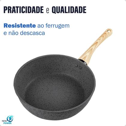 Imagem de Panela Frigideira Antiaderente De Cerâmica Reforçado Com Tampa De Vidro