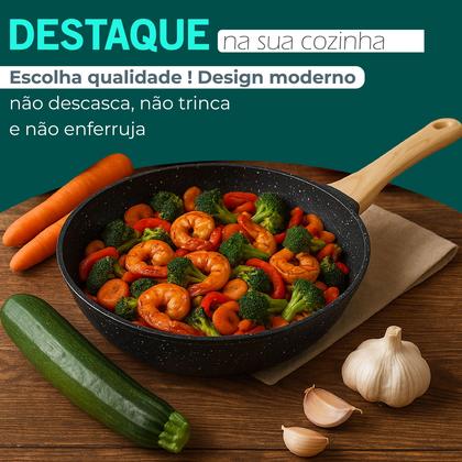 Imagem de Panela Frigideira Cerâmica Antiaderente Fogão Cooktop Indução E Gás Linha Premium