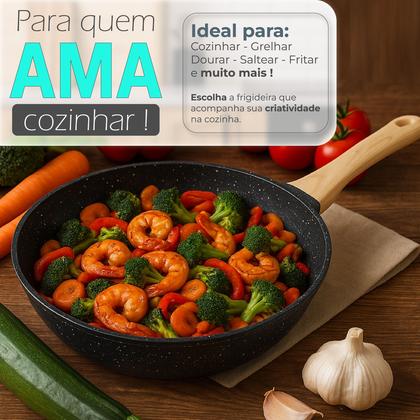 Imagem de Panela Frigideira Cerâmica Antiaderente Fogão Cooktop Indução E Gás Linha Premium