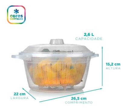Imagem de Panela Legumes À Vapor Cesta Interna Micro-ondas 2,6l Nitron