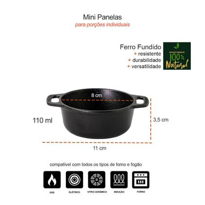 Imagem de Panela Mini Caçarola Ferro Fundido Fogao Forno Induçao 110ml