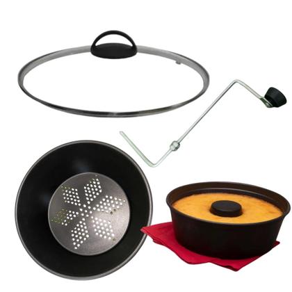 Imagem de Panela Multiuso 7 x1  Vermelho Vapor Antiaderente Pipoqueira Formas Pudim Cuscus Fogão a Gas