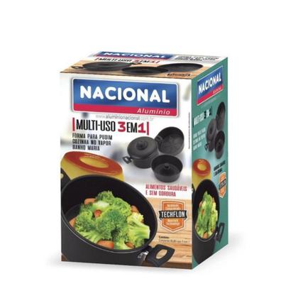 Imagem de Panela Multiuso Antiaderente 3 em 1 Preta Tamanho 20 - Aluminio Nacional