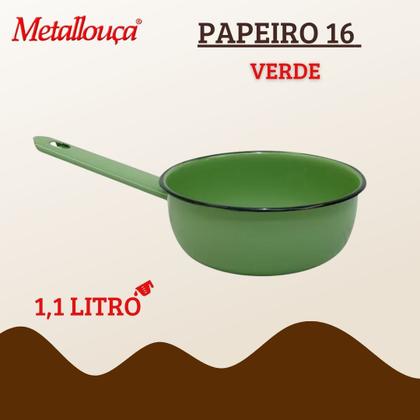 Imagem de Panela Papeiro Esmaltada Metallouca 16 1,1LT Verde