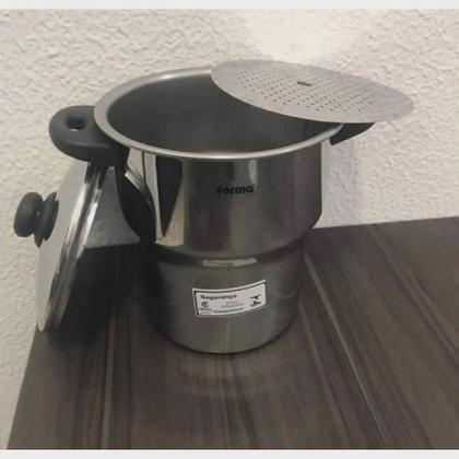 Imagem de Panela Para Cuscuz Cuscuzeira Fogão De Indução Inox 3 Litros Aparelho De Cuzcuz Com Alças Alto Padrão Qualidade Forma Inox Legumes No Vapor