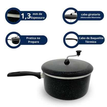 Imagem de Panela Pipoqueira Alumínio Grande 22 Cm Pipoca Doce Salgada